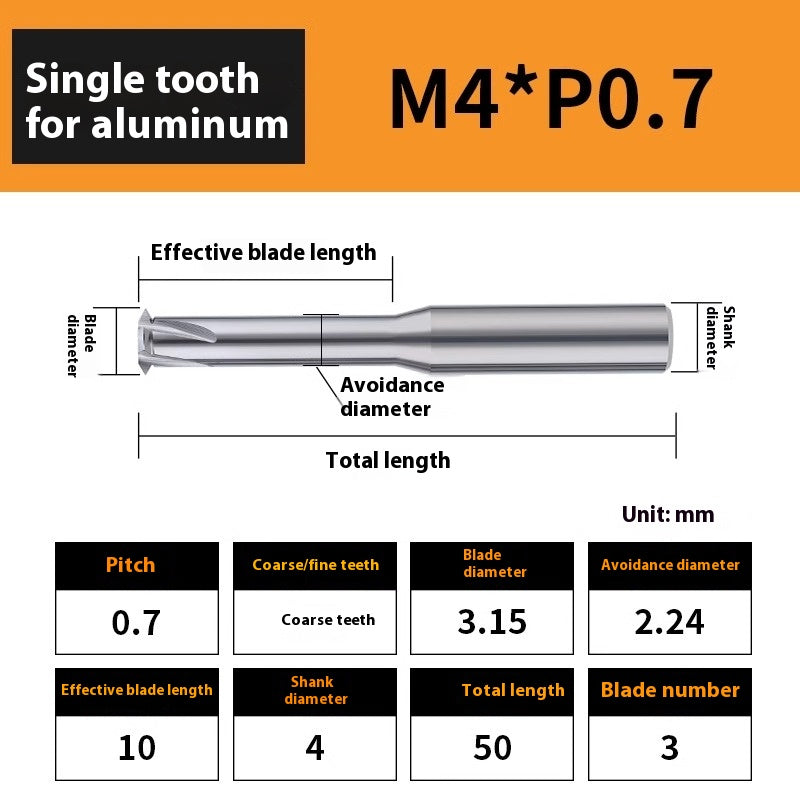 2135-65° aluminum with colorful thread milling cutter lengthened single tooth three-tooth full thread machining center tungsten carbide milling cutter M3M4M5 Shandong Denso Pricision Tools Co.,Ltd.